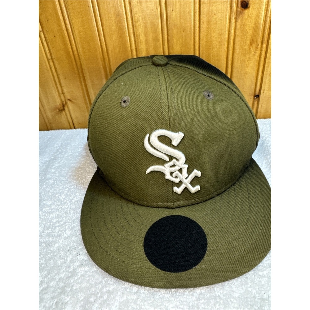 Chicago White Sox Official On Field Baseball Cap Size 7 1/2 Fitted Black & Green